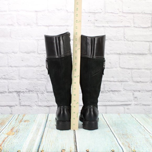 Blondo Black Leather Side Zipper Aqua Protect Tall Riding Boots Size 7.5 Medium - Picture 6 of 10